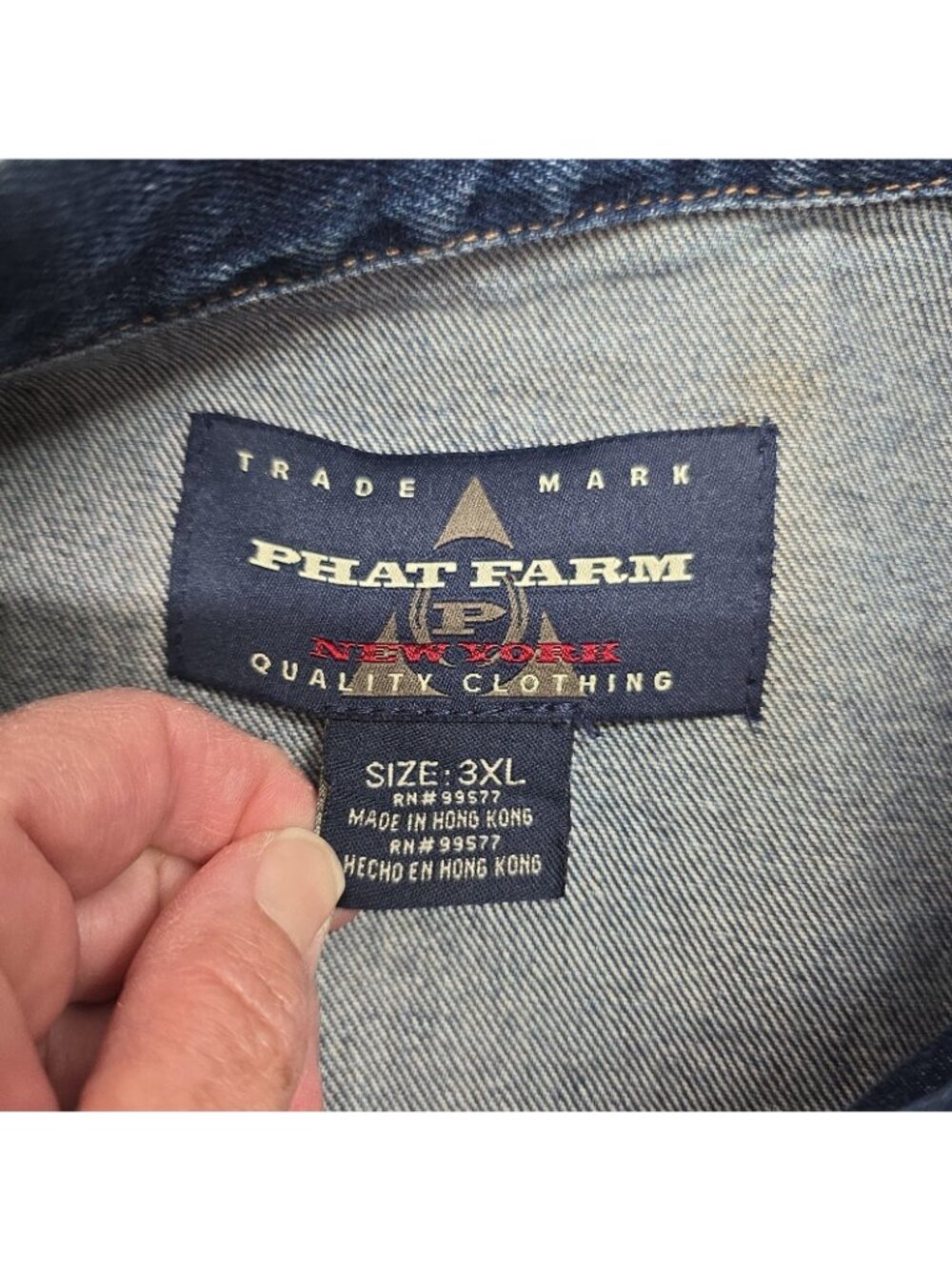 VTG Phat Farm Blue Denim Jacket Mens XXXL Hip Hop Streetwear Bull Embroidery Y2K - Picture 12 of 14